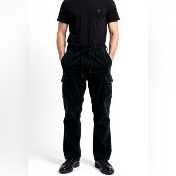 Mason's Forte Dei Marmi Men’s Black Corduroy Chile Jogger Cargo Pants Size52 NWT